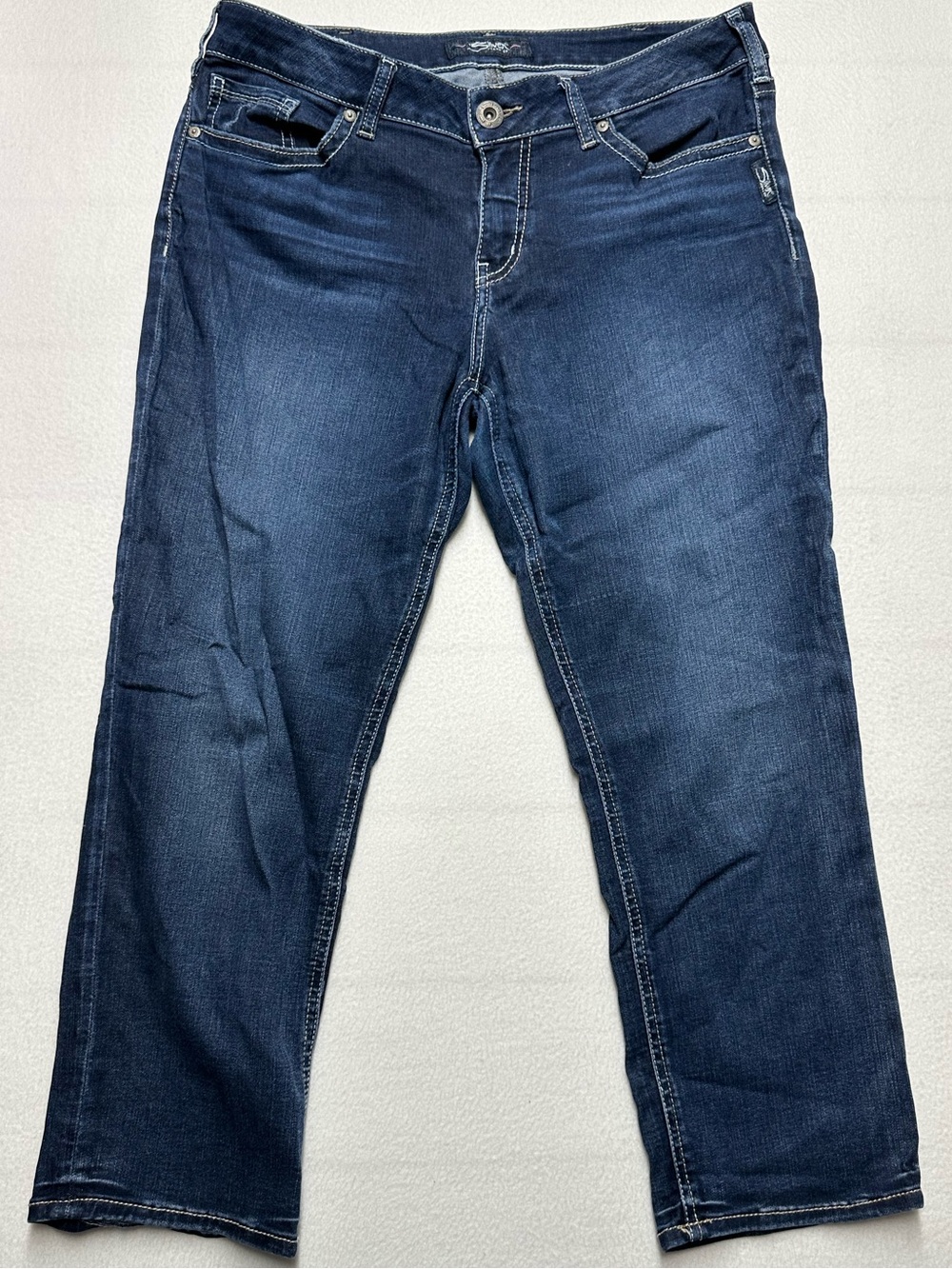 Silver Jeans Suki Capri Women’s 32 Dark Wash Stretch Denim Cropped Jeans 22.5”